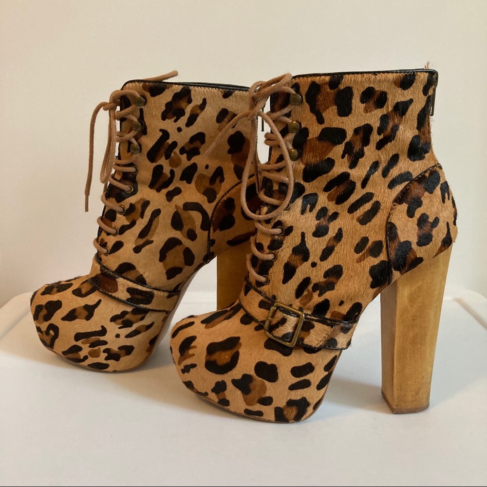Steve Madden Carnby Animal Print Fur Heel Booties